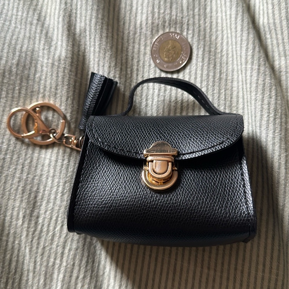 Black Mini Purse bag charm keychain